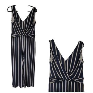 CANDIES Jumper Romper Stripe Faux Wrap Nautical Beachy Blue White‎ LARGE